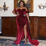 Plataz One Shoulder Slit Floor Length Prom HZ1007