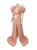 Plataz Pink Boho Elegant Ruffle Photoshoot Maternity Dress Maternity