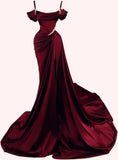 Plataz Spaghetti Straps Wine Red Long Prom Dresses SD1311 HZ0628