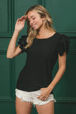 Plataz Birdseye Texture Layered Ruffle Top DJPT