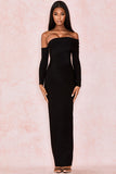 Plataz Off Shoulder Slit Back Bandage Maxi Evening Dress - HZ1007
