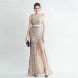 Plataz Industry Ostrich Hair Craft Bundle Hair Evening Dress with Oblique Shoulder HZ1007