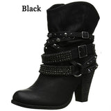 Plataz 2017 New High Heel Short Boots Station Solid Color Belt Buckle Lady Short Boots Wish6312 Women's Shoes High Quality Shoes
