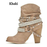 Plataz 2017 New High Heel Short Boots Station Solid Color Belt Buckle Lady Short Boots Wish6312 Women's Shoes High Quality Shoes