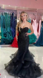Vintage Pink Applique Strapless Sequin Evening Gown Mermaid Sweetheart Party Dress Long Formal Dress HZ1024