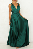 Plataz Elegant Solid Backless Strap Design V Neck Evening Dress HZ1007