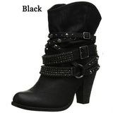 Plataz 2017 New High Heel Short Boots Station Solid Color Belt Buckle Lady Short Boots Wish6312 Women's Shoes High Quality Shoes