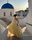 Chic A-Line Strapless Evening Gown Irregular Hem Party Dress Long Formal Dress HZ1024