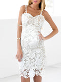 Plataz White Lace Spaghetti Strap Bodycon V-Neck Wedding Gown Elegant Babyshower Party Maternity Midi Dress Maternity