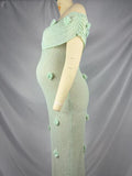 Plataz Knit 3D Flowers Off Shoulder Elegant Maternity Maxi Dress Maternity