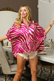 Plataz Zebra Dolman Silky Satin Shirt Top DJPT