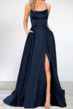 Plataz Formal Solid High Opening U Neck Evening Dress HZ1007
