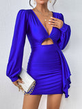 Plataz Cutout Long Sleeve Ruched Dress DJPT