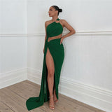 Plataz Women Clothing Oblique Shoulder Sexy Cutout Design Evening HZ1007