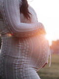 Plataz Ivory Lace Two Piece Set Side Slit V-neck Cami Maxi Dress And Crop Cardigan Elegant Going Out Maternity Photoshoot Baby Shower Maxi Dress Maternity