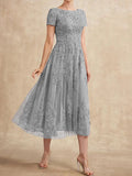 Plataz Scoop Tea-Length Tulle Lace Mother of the Bride HZ1007