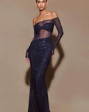Plataz One-Shoulder Rhinestone Fitted Prom HZ1007