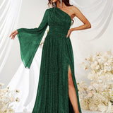 Plataz Shoulder Evening Dress Cocktail Slant Shoulder Elegant Dress Dinner Dress HZ1007