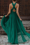 Plataz Formal Solid Hollowed Out Backless Halter Evening Dress HZ1007