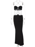 Plataz Black Cut Out Chain Halter Neck Bodycon Photoshoot Elegant Maternity Maxi Dress Maternity
