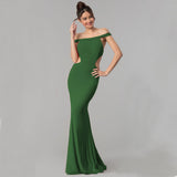 Plataz Women's Off Shoulder Maxi Evening Dress ¨C Elegant Formal HZ1007