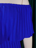 Plataz Pleated Solid Color Off-The-Shoulder Evening HZ1007