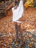 Plataz White Oversized Cable Knitting Streetwear Mini Maternity Pullover Sweater Maternity