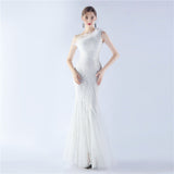 Plataz Order Ostrich Feather Mesh Stitching Sequin High End Evening HZ1007