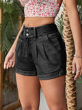 Plataz Detail High Rise Denim Shorts DJPT