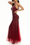 Plataz Formal Solid Patchwork V Neck Evening Dress HZ1007