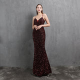 Plataz Craft Colorful Sequin Socialite Gathering Party Evening Dress Sexy Long Slimming Toast Dress HZ1007