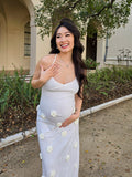 Plataz Spaghetti Strap Backless 3D Flowers Maternity Maxi Dress Maternity