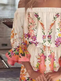Plataz Size Floral Off-Shoulder Flounce Sleeve Mini Dress Plus Size DJPT