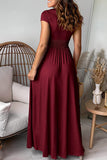 Plataz Solid Slit V Neck Evening Dress HZ1007