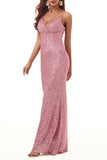 Plataz Formal Solid Sequins V Neck Evening Dress HZ1007
