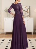 Plataz Scoop Floor-Length Lace Chiffon Mother of the Bride Dress With HZ1007