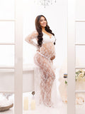 Plataz White Lace Robe V-neck Bathtub Photoshoot Plus Size Maternity Maxi Dress Maternity