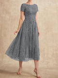 Plataz Scoop Tea-Length Tulle Lace Mother of the Bride HZ1007