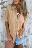 Plataz Size Casual Button Down Short Sleeve Loose Shirt Plus Size DJPT