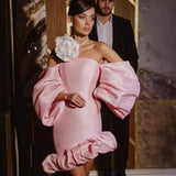 Plataz High Waist Lantern Sleeve Short Prom HZ1007