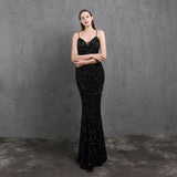 Plataz Craft Colorful Sequin Socialite Gathering Party Evening Dress Sexy Long Slimming Toast Dress HZ1007