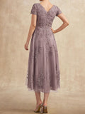 Plataz Scoop Tea-Length Tulle Lace Mother of the Bride HZ1007