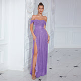 Plataz Dress Ladies Party Sexy High Open Sequined Cocktail Dress Nightclub Off The Shoulder HZ1007