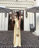 Plataz A Line V Neckline Yellow Floor Length Evening Dress Prom Dresses SD2428 HZ0628