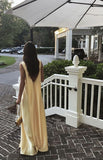 Plataz A Line V Neckline Yellow Floor Length Evening Dress Prom Dresses SD2428 HZ0628