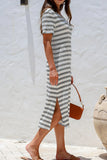 Plataz Striped V-Neck Midi T-Shirt Dress DJPT
