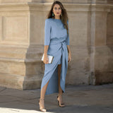 Plataz Dress High Grade Satin Dress Elegant Women Clothing Lace up HZ1007