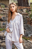 Plataz & Dani Solid Sparkling Shimmer Pocket Button Front Shirt DJPT