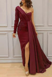 Plataz Formal Solid Slit V Neck Evening Dress HZ1007
