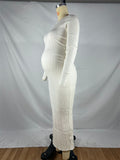 Plataz Knit Solid Color Elegant Photoshoot Baby Shower Maternity Maxi Sweater Dress Maternity